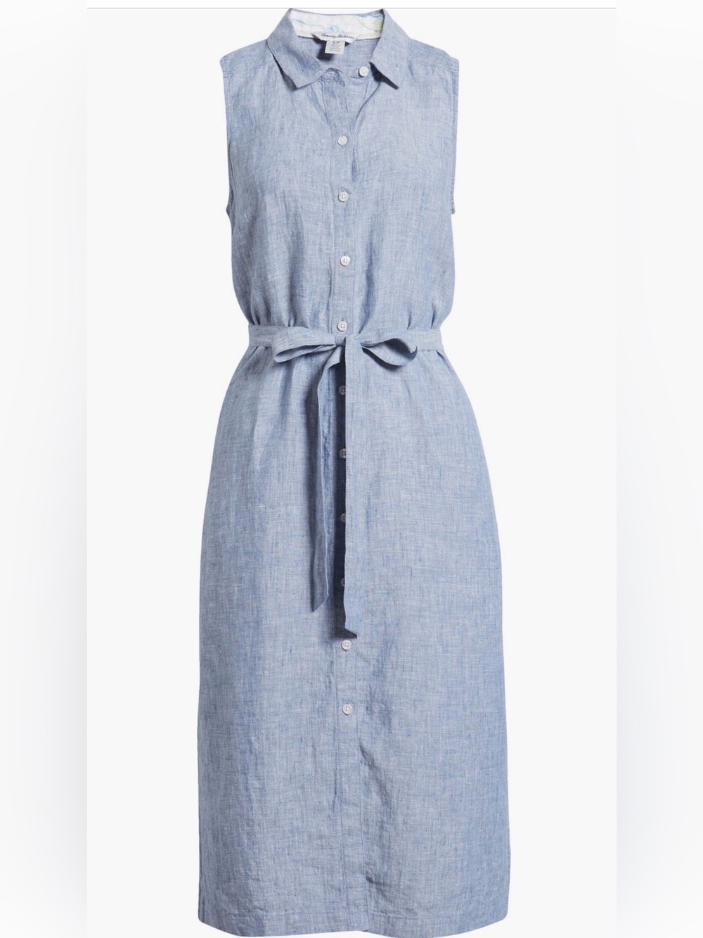 Tommy Bahama Sleeveless Button-Front Chambray Midi Dress in Light Blue - Picture 5 of 6